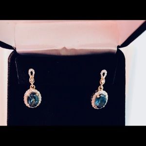 SOLD ❌ Blue topaz with diamonds and 14k gold